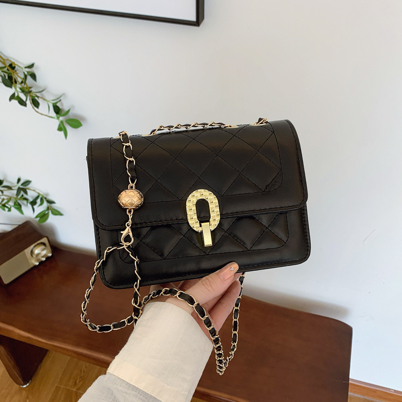 Quilted Stitch Small Square Bag with Unique Lock 2025 Summer Chain Shoulder Underarm Women's Bag