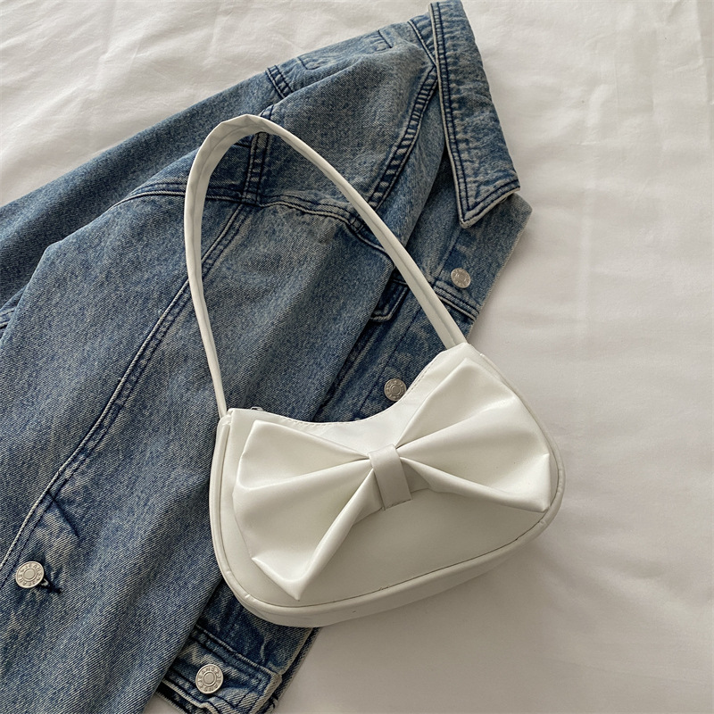 2025 Summer New Fashion Underarm Bag for Women Edgy Niche Bow Simple Shoulder Handbag Wholesale - Image 4