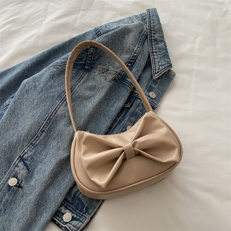 2025 Summer New Fashion Underarm Bag for Women Edgy Niche Bow Simple Shoulder Handbag Wholesale - Image 3