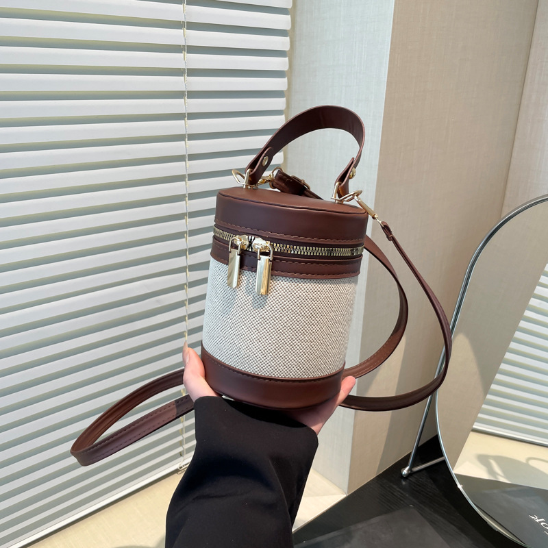 2025 Korean Style Color Block Bucket Crossbody Bag for Women