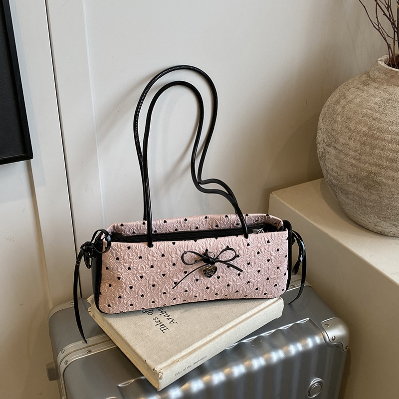 2025 New Trendy Small Underarm Bag with Bow Bubble Yarn Handbag Cute Women's Handbag