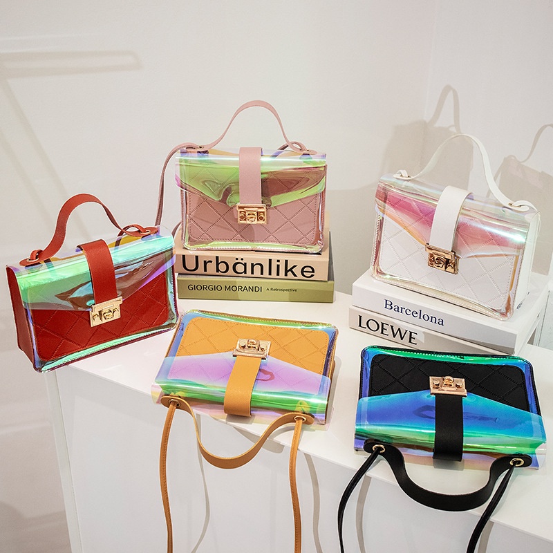 2025 New Sweet Transparent Sequin Small Square Bag Women Shoulder Crossbody Handbag