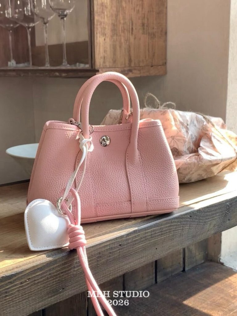 MBH Togo Leather Milkshake White 20-Inch Crossbody Handbag with Shoulder Strap