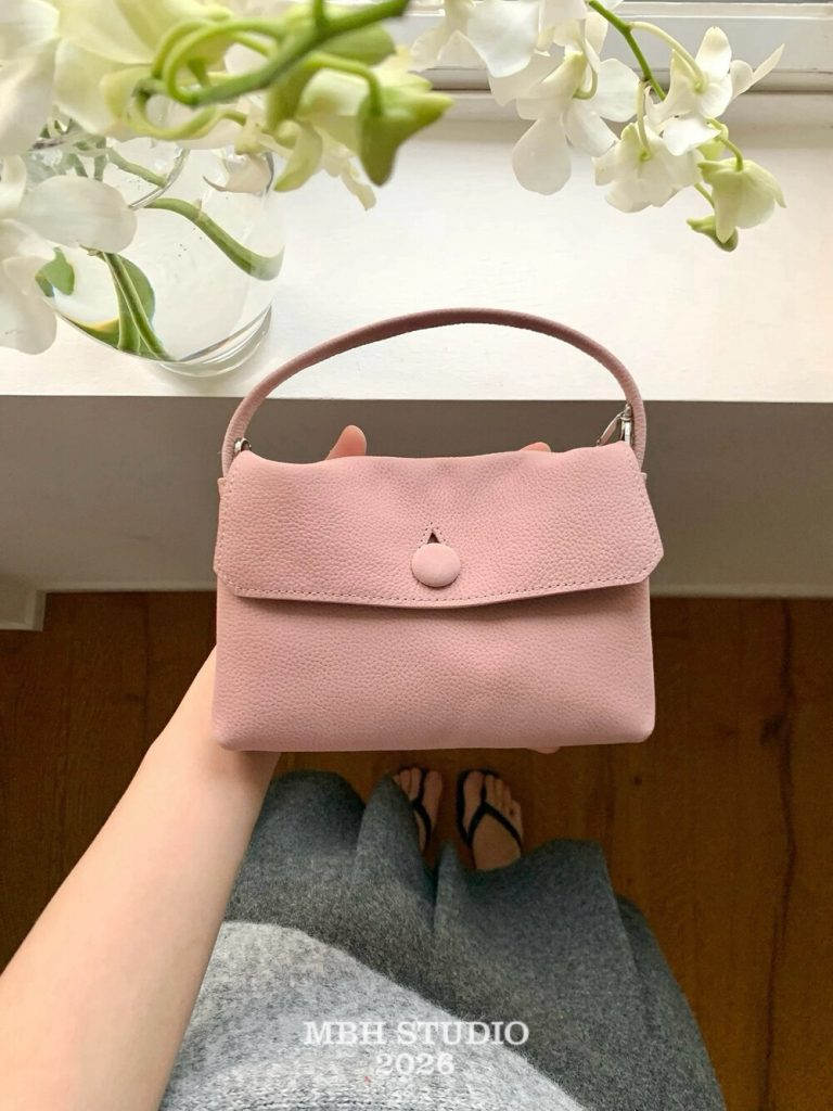 MBH Nubuck Top Layer Leather Flap Button Chain Crossbody Shoulder Handbag