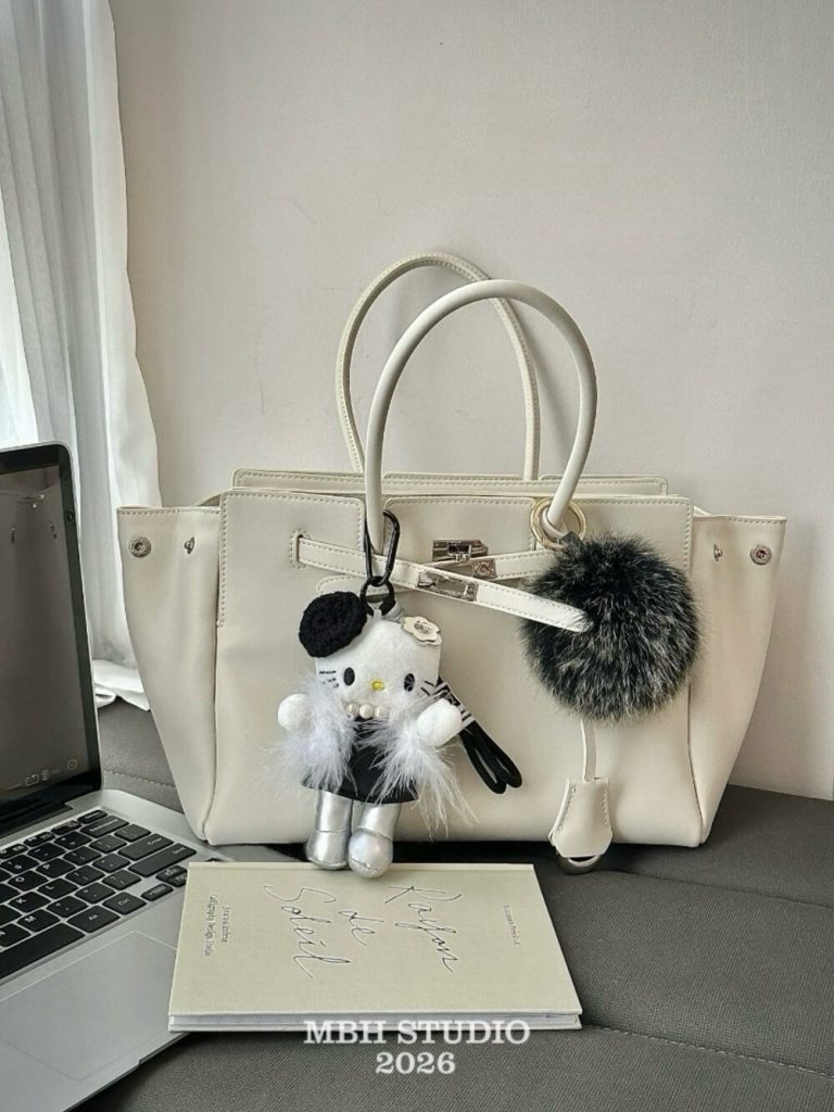 MBH Top Grain Leather Winged Kelly Tote Bag Large Capacity Commuter Handbag with Shoulder Strap