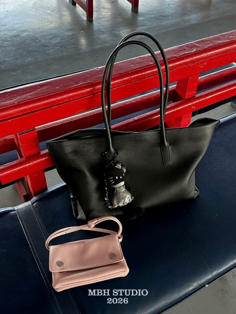 MBH Minimalist Full Grain Leather Large Capacity Tote Bag Commuter Relaxed Travel Handbag Shoulder Bag